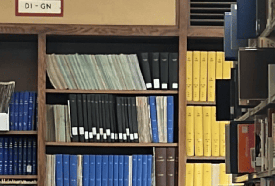 A photo of some shelves in Campion library