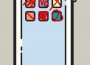 A sketch of a phone screen, with some apps blocked from being used.