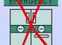 A drawing shows doors to an emergency room with a large, red “X” blocking entry.