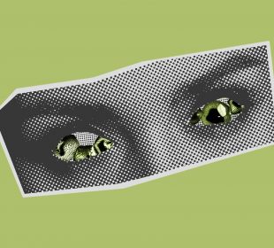 An illustration of a pair of eyes, with the hint of a second pair of pupils beginning to emerge.