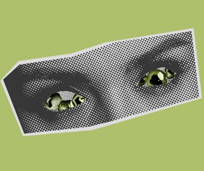 An illustration of a pair of eyes, with the hint of a second pair of pupils beginning to emerge.