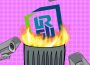 A graphic depicts a garbage can with the URSU logo on fire inside it, and several wall-mounted security cameras directed at it.