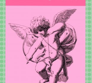 An image of the word “February” in all-caps with a cherub firing an arrow below it, like the start of a monthly calendar.