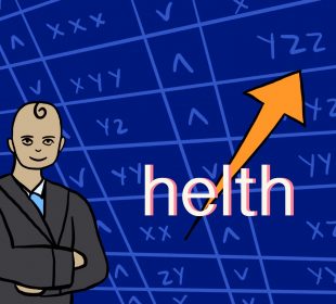 A version of the “stonks” meme with a baby in a suit and “helth” with an upwards pointing arrow.