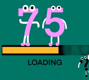 The number “75” on top of a loading bar with a broken end, so it will never finish loading. A question mark hangs from the broken end.