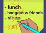 A to-do list with everything crossed out except “study.”