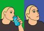 A drawing of a person drinking from a can labelled “Personal Style.” In the second panel, there’s a drawing of them looking surprised but appreciative of their experience. It is a redraw of the Kombucha girl meme.
