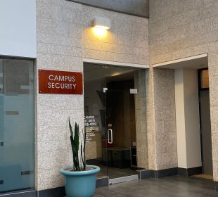 A photo of the Campus Security building in the Research and Innovation Centre on the University of Regina campus.