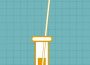 This is a graphic of a long cotton swab in a test tube. The outline of both is orange, and the fluid in the tube is also orange.