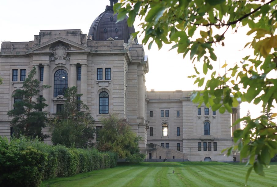 The Saskatchewan Legislative Building is pictured during a summer sunset.