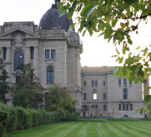 The Saskatchewan Legislative Building is pictured during a summer sunset.