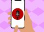 A sketch of a phone screen with a mic app. A finger is about to press on the mic.