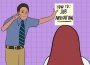 A redraw of the scene from The Office where the character is making and explaining a connection wall to another character, this time instead of a connection wall there is just a poster that says “How To: Job Application.”