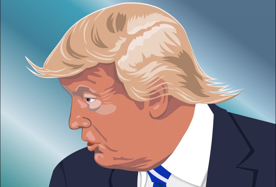 A sketch of Donald Trump in profile.