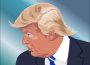 A sketch of Donald Trump in profile.