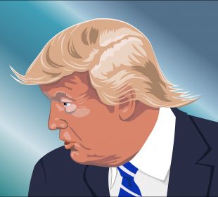 A sketch of Donald Trump in profile.