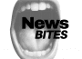 A greyscale mouth is behind bold text that reads “NEWS BITES: a new column brought to you by the Carillon” text to the left side reads “pairs well with: being busy but still wanting the 411, your tiktok addicted brain, five-minute study-breaks”