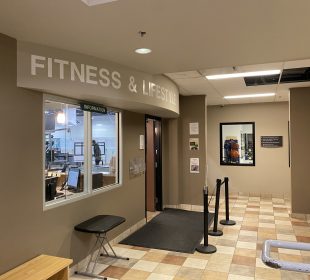 A photo showing the entrance of the campus fitness centre.