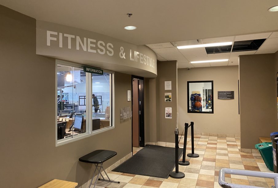 A photo showing the entrance of the campus fitness centre.