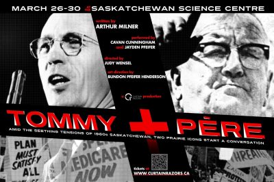 The poster for the Curtain Razors production of Arthur Milner’s Tommy and Père.