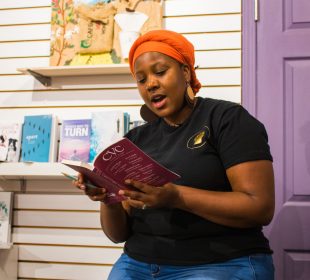 Iryn Tushabe reading an excerpt from her story “A Separation.”