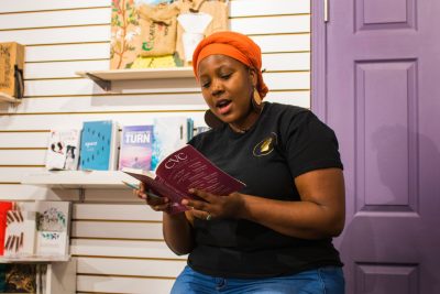 Iryn Tushabe reading an excerpt from her story “A Separation.”