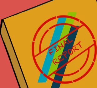 ‘Final Report’ is stamped in red on a yellow file with a pink background.
