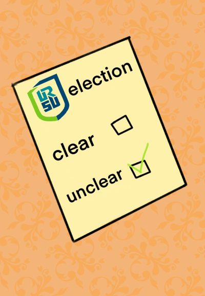 An URSU Election ballot shows two check boxes labelled ‘Clear’ and ‘Unclear’ with a green checkmark checking off unclear.