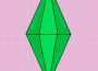 This image shows a simple background with tiles. Floating in the middle is the standard green sims crystal that typically floats above their head. 