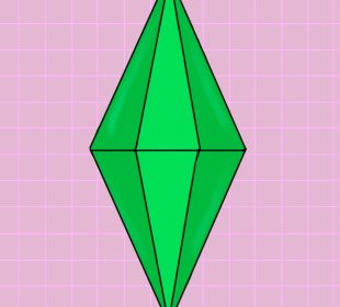 This image shows a simple background with tiles. Floating in the middle is the standard green sims crystal that typically floats above their head. 