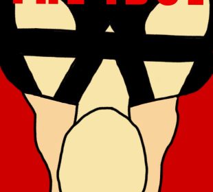 This is an artistic depiction of the main character from The Idol. The person is upside down and has a blank face without features. Along the top of the image are the words “THE IDOL” in full caps.