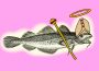 The almighty Cod rules with a golden crosier. 