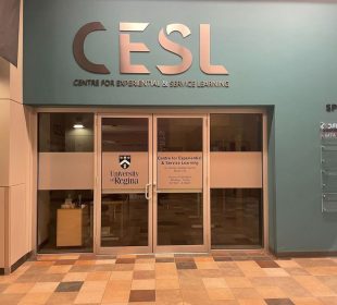 The front doors of the CESL building sit closed in the Riddell Centre.