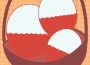 This photo is an illustration of paper eggs in a basket.