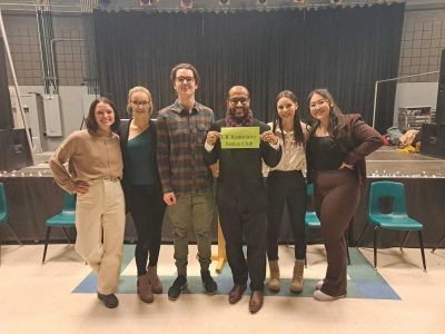 In this picture from left to right are Sophie Daschuk, Co-President; Ashley Layman, Vice President/Social Media Coordinator; Aidan McMartin, Vice President/ Director of Promotions; Dr. Muhammad Asadullah; Kaitlyn Stadnyk, Co-President; and Nicole Mah, Director of Communications/Club Secretary. Missing from photo: Zoë Goetz, Director of Outreach and Joshua Mendoza, Director of Programming"
