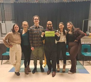 In this picture from left to right are Sophie Daschuk, Co-President; Ashley Layman, Vice President/Social Media Coordinator; Aidan McMartin, Vice President/ Director of Promotions; Dr. Muhammad Asadullah; Kaitlyn Stadnyk, Co-President; and Nicole Mah, Director of Communications/Club Secretary. Missing from photo: Zoë Goetz, Director of Outreach and Joshua Mendoza, Director of Programming"