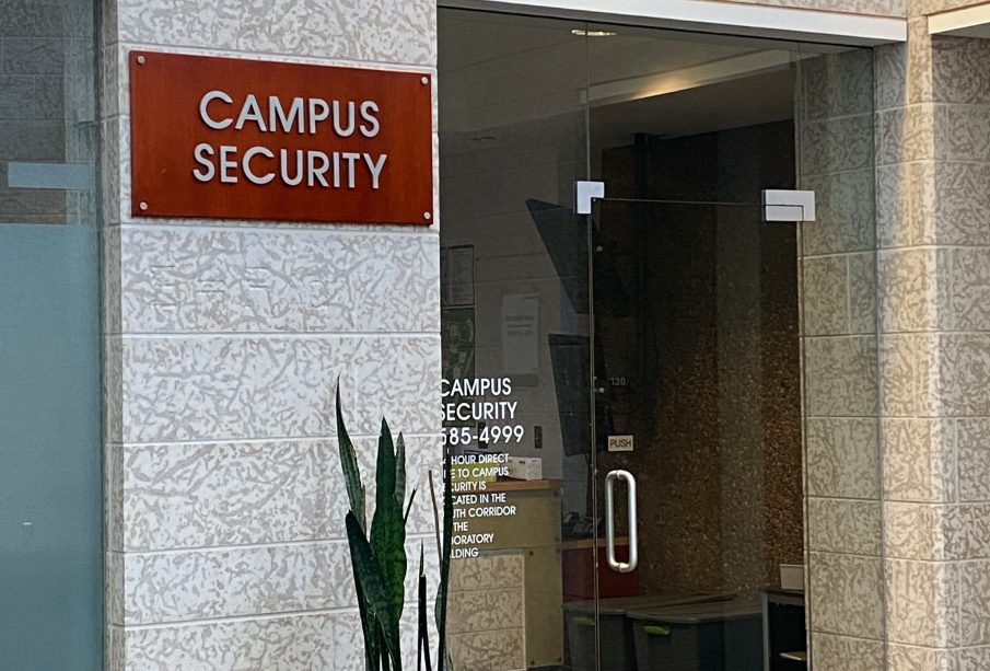 A photo on campus of the Campus Security office located in the Research and Innovation Centre. 
