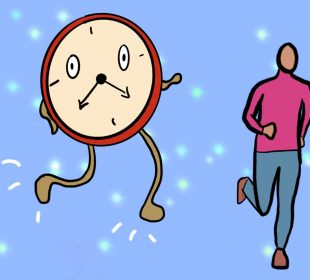 A sketch of a person racing against time.