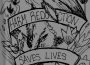 A print of some flowers and a rabbit, with text saying “Saskatchewan harm reduction saves lives.”