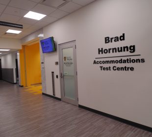 The entrance to the Brad Hornung Accommodations Test Centre.