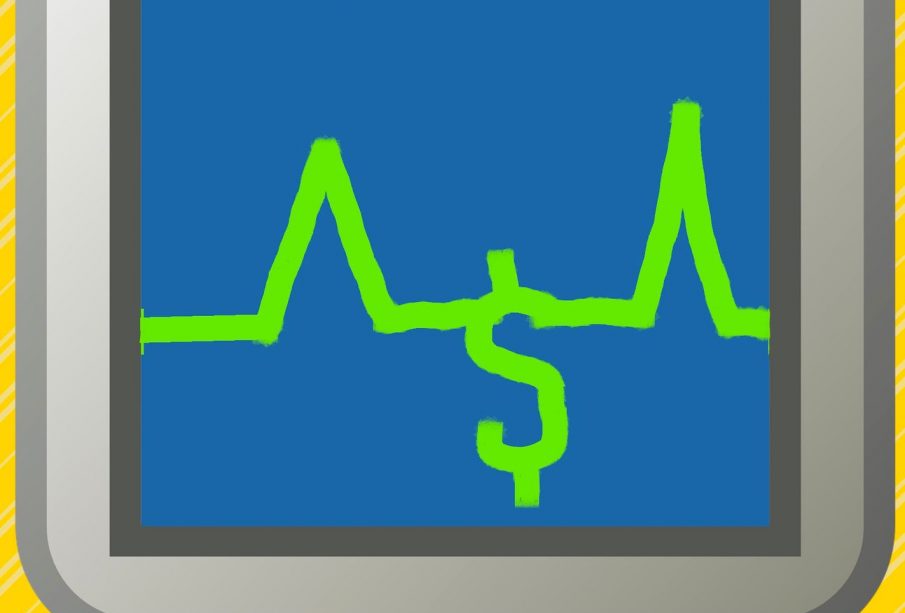 An electrocardiogram with a dollar sign in the P-QRS-T wave.