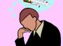 A person sitting pensive at a desk. Thoughts bubbles show they are thinking of textbooks and the winter while a snowman with books is sitting on top of a plane.
