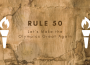 A parchment paper-like background with two torches on either side, and the words “Rule 50: Let’s Make the Olympics Great Again”