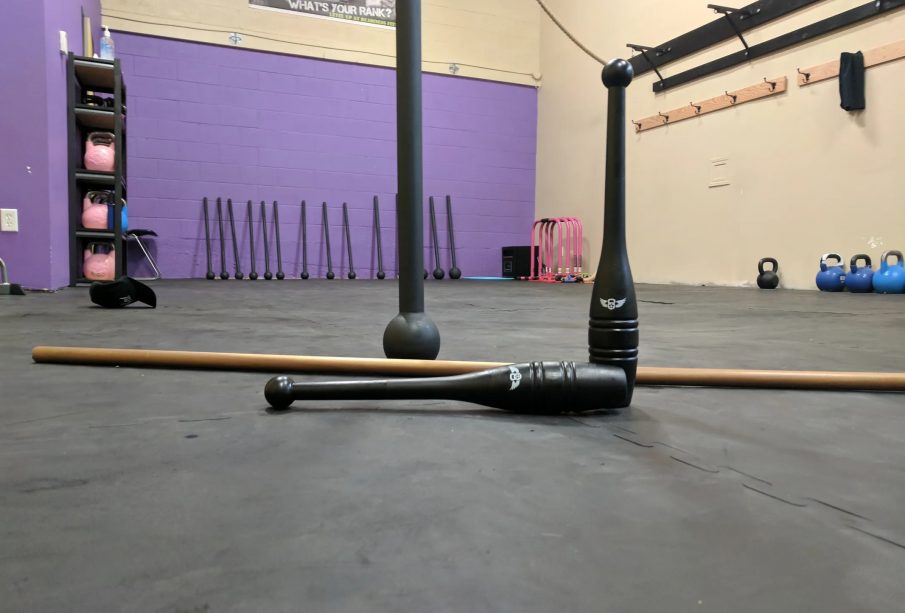 Different sized maces are shown for fitness