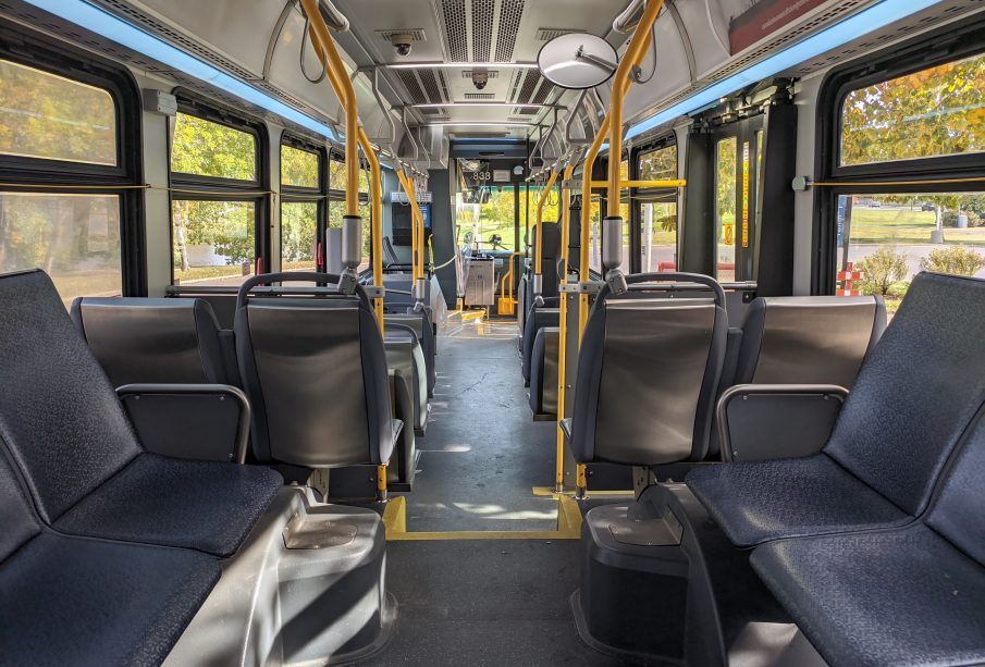 Inside an empty bus