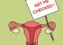 A uterus with a sign that says ‘Get me Checked’ sits on a green background.