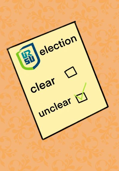 An URSU Election ballot shows two check boxes labelled ‘Clear’ and ‘Unclear’ with a green checkmark checking off unclear. 
