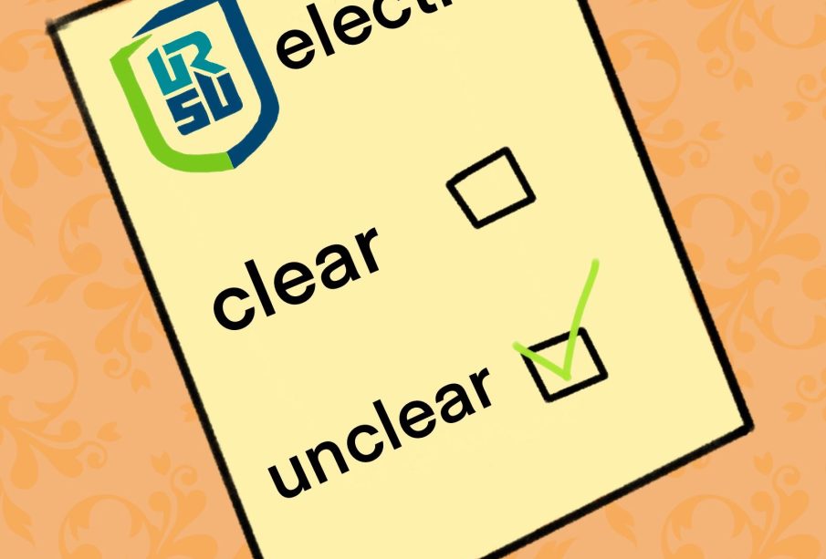 An URSU Election ballot shows two check boxes labelled ‘Clear’ and ‘Unclear’ with a green checkmark checking off unclear. 
