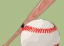 A pixelated image of a baseball and baseball bat.