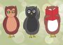 A graphic displays three owls in a row, from left to right. One is wearing eyeglasses, one is using its wing to point to its ear, and one is reading a book.